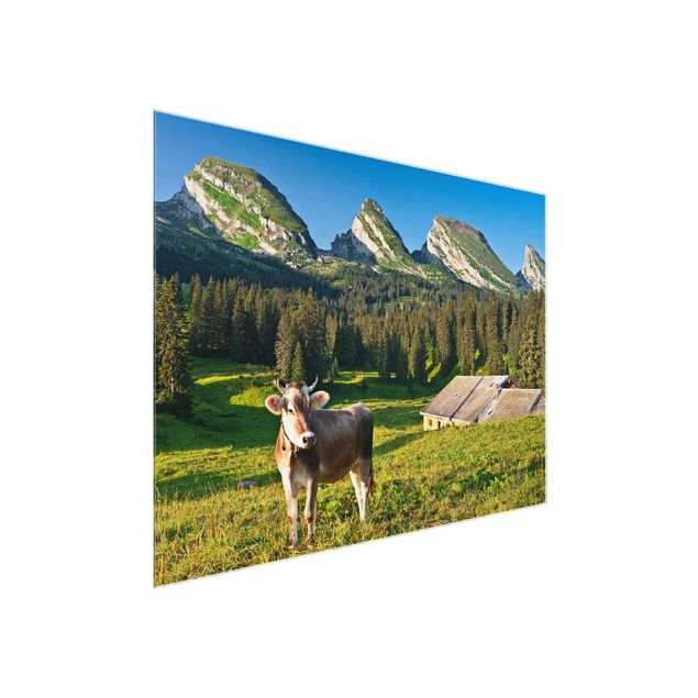 Cuadros de árboles para salón Swiss Alpine Meadow With Cow