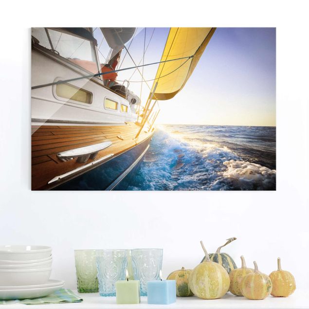 Decoración de cocinas Sailboat On Blue Ocean In Sunshine