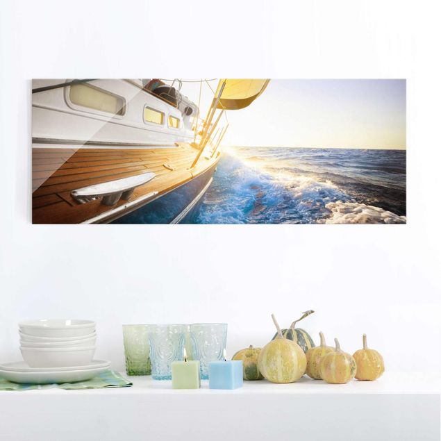 Decoración cocina Sailboat On Blue Ocean In Sunshine