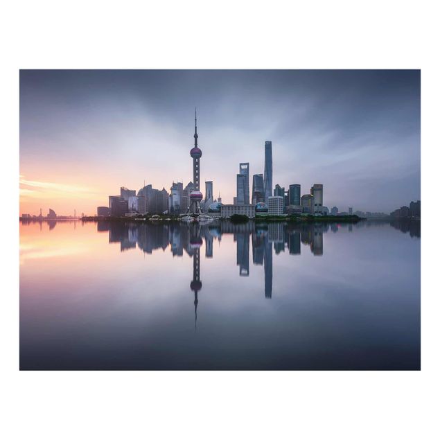 Cuadros en tonos azules Shanghai Skyline Morning Mood