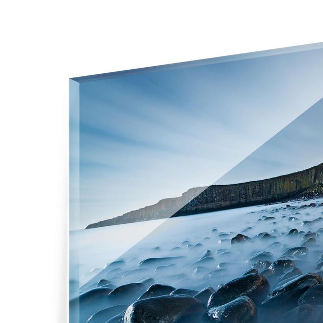 Cuadros de cristal playas Sunrise With Fog At Dunstanburgh Castle