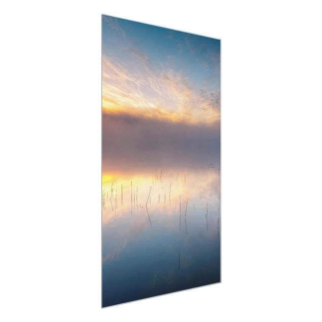Cuadros de cristal paisajes Sunrise Swedish Lake