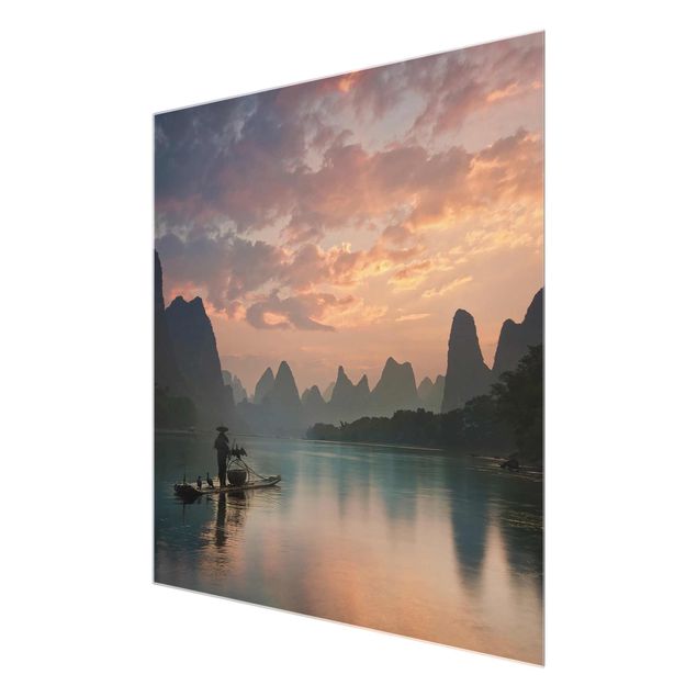 Cuadros de cristal paisajes Sunrise Over Chinese River