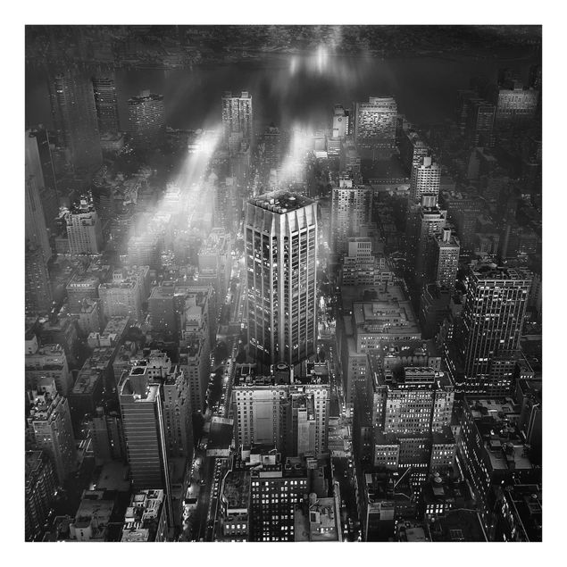 Cuadros de cristal blanco y negro Sunlight Over New York City