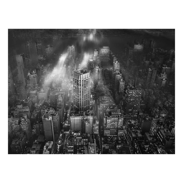 Cuadros de cristal blanco y negro Sunlight Over New York City