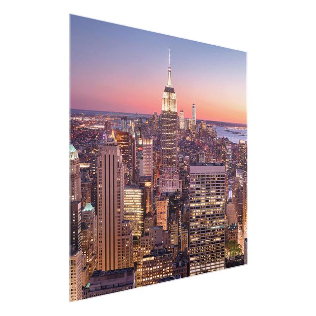 Cuadros de cristal puestas de sol Sunset Manhattan New York City