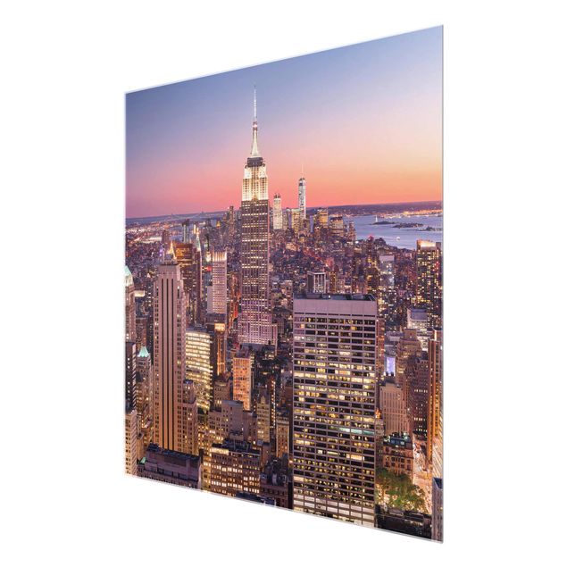 Cuadros de cristal arquitectura y skyline Sunset Manhattan New York City