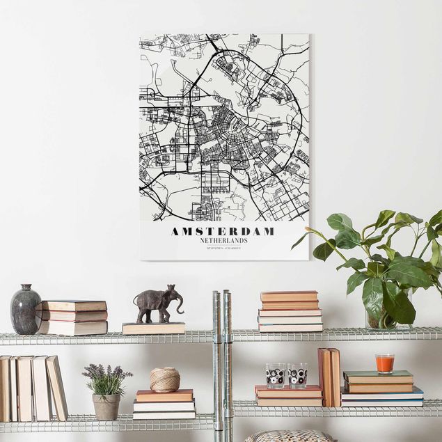 Cuadros de cristal mapamundi Amsterdam City Map - Classic