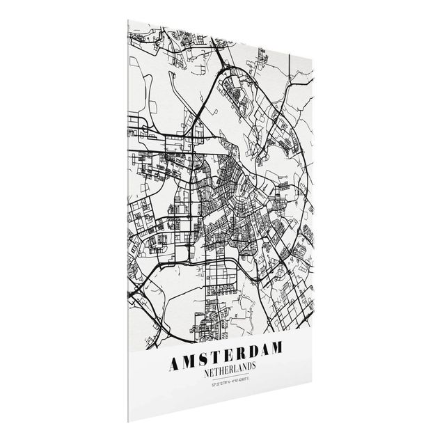 Cuadros de cristal frases Amsterdam City Map - Classic