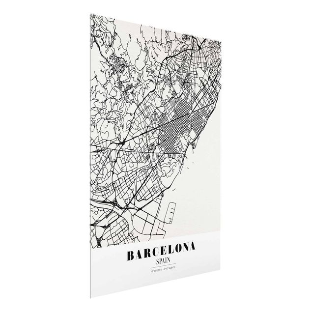 Cuadros de cristal frases Barcelona City Map - Classic
