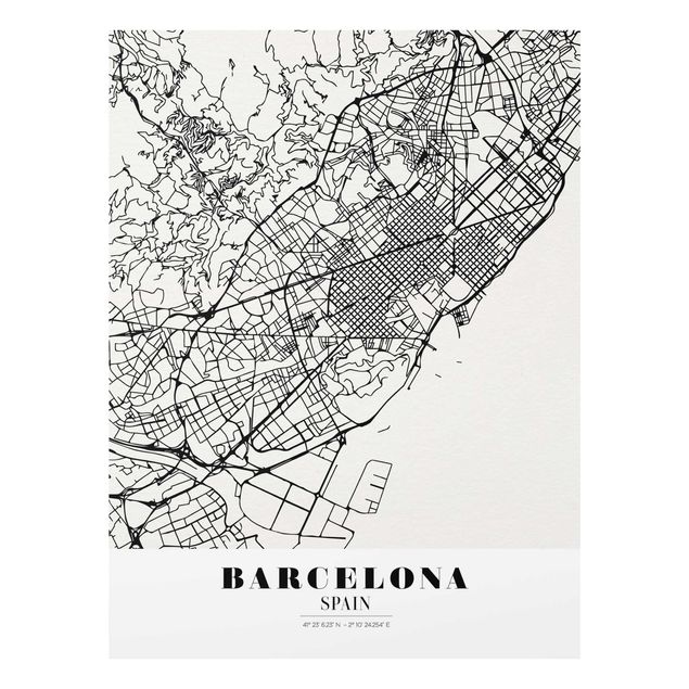 Cuadros modernos blanco y negro Barcelona City Map - Classic