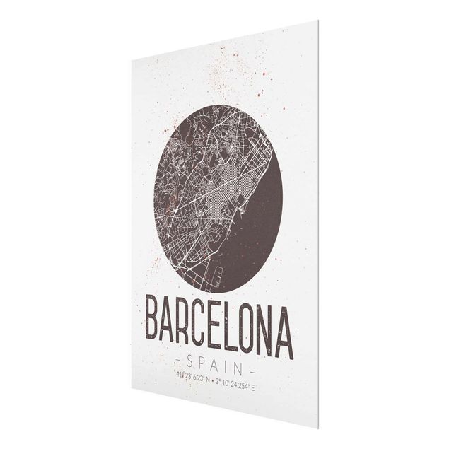 Cuadros a blanco y negro Barcelona City Map - Retro