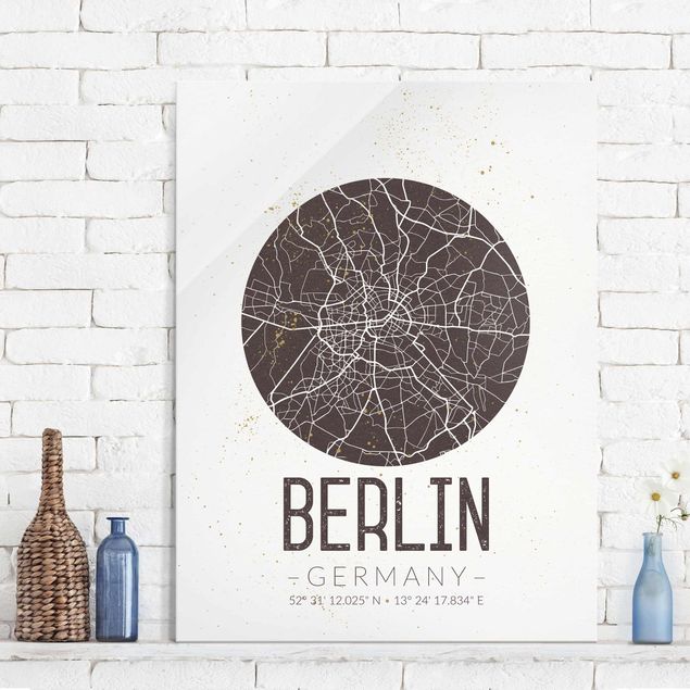 Cuadros de cristal Berlín City Map Berlin - Retro