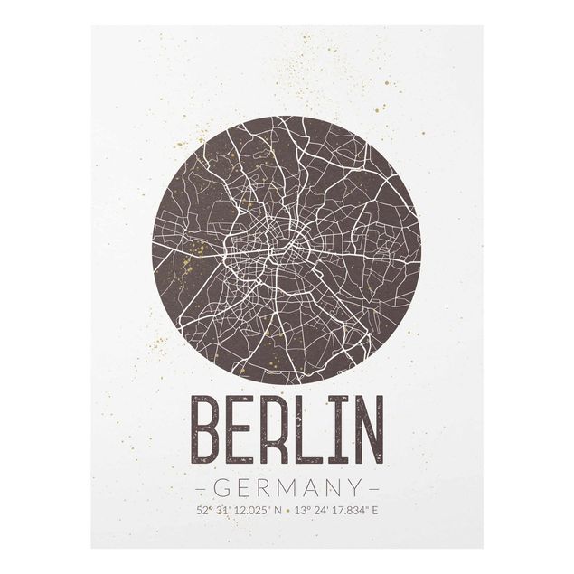 Cuadros de cristal frases City Map Berlin - Retro