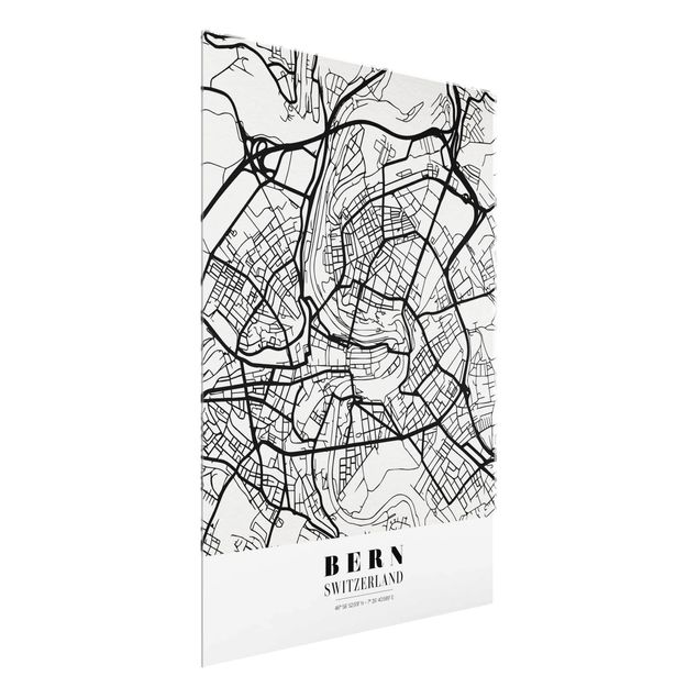 Cuadros de cristal frases Bern City Map - Classical