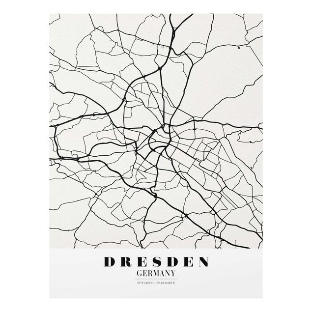 Cuadros a blanco y negro Dresden City Map - Classical