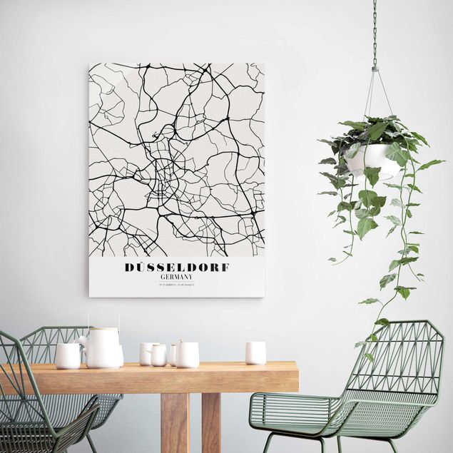 Cuadros de cristal blanco y negro Dusseldorf City Map - Classic