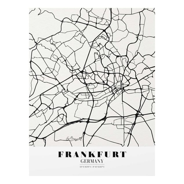 Cuadros en blanco y negro Frankfurt City City Map - Classical