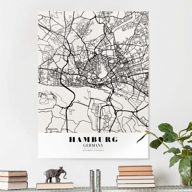 Cuadros de cristal Hamburgo Hamburg City Map - Classic