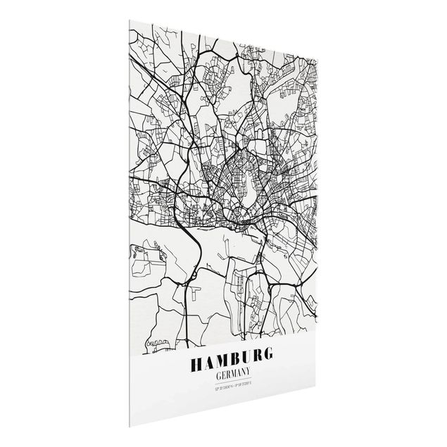 Cuadros de cristal mapamundi Hamburg City Map - Classic