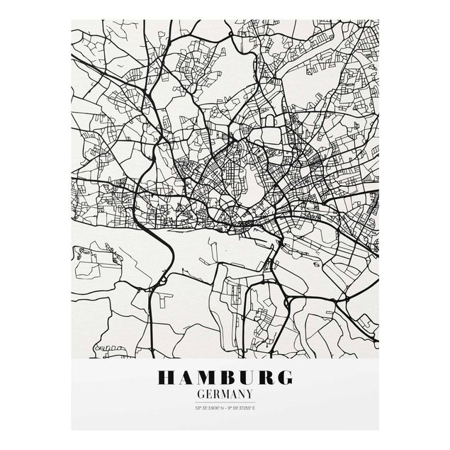 Cuadros de cristal frases Hamburg City Map - Classic