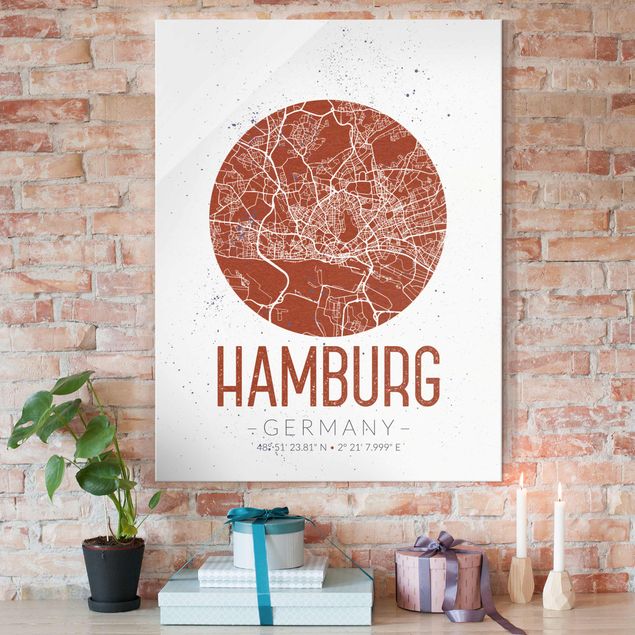 Cuadros de cristal Hamburgo Hamburg City Map - Retro