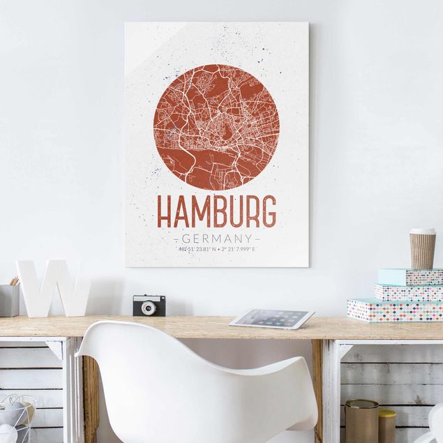 Decoración en la cocina Hamburg City Map - Retro