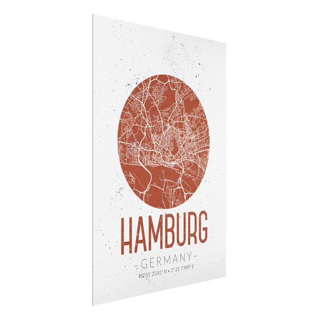 Cuadros de cristal mapamundi Hamburg City Map - Retro