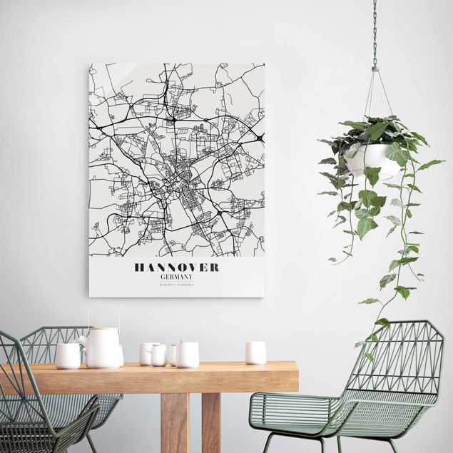 Cuadros de cristal mapamundi Hannover City Map - Classic