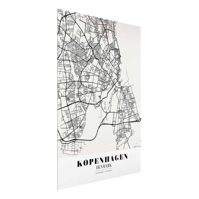 Cuadros de cristal frases Copenhagen City Map - Classic