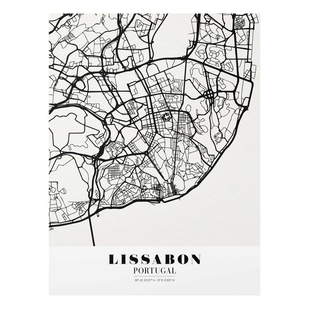Cuadros a blanco y negro Lisbon City Map - Classic