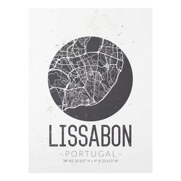 Cuadros para salones grises Lisbon City Map - Retro