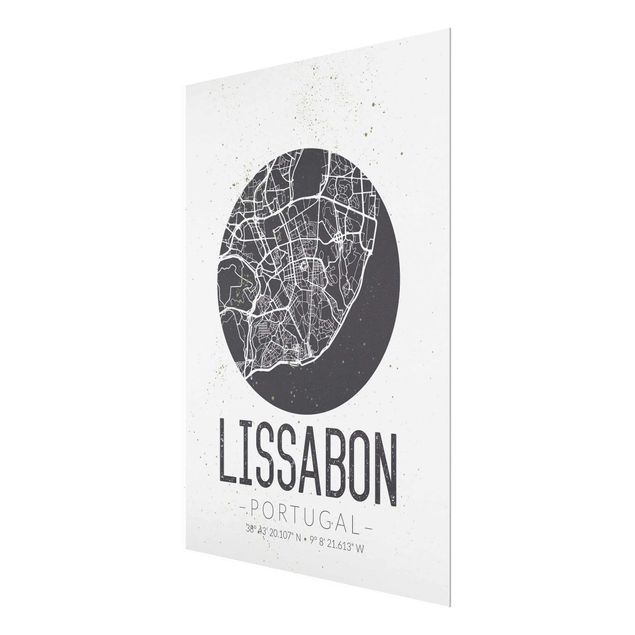 Cuadros modernos blanco y negro Lisbon City Map - Retro