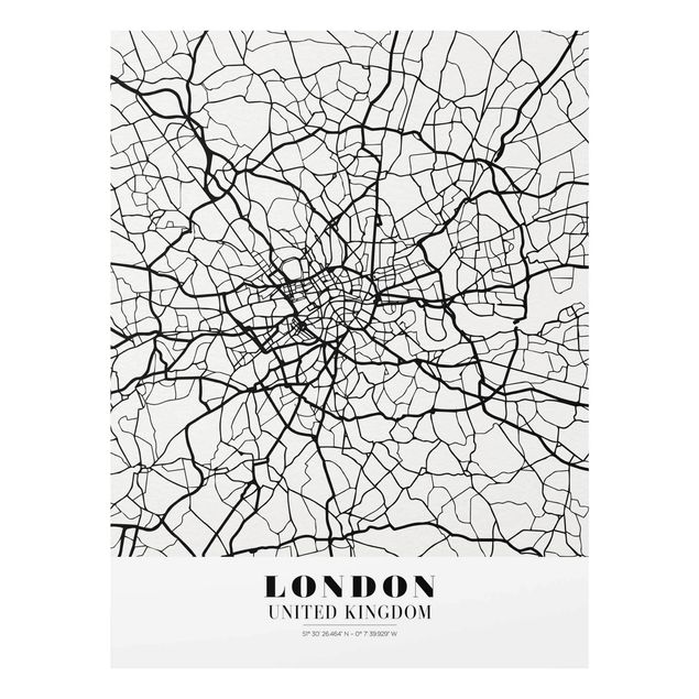 Cuadros de cristal mapamundi London City Map - Classic