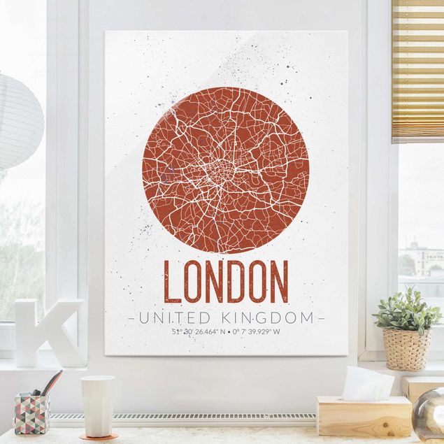 Cuadros de cristal Londres City Map London - Retro