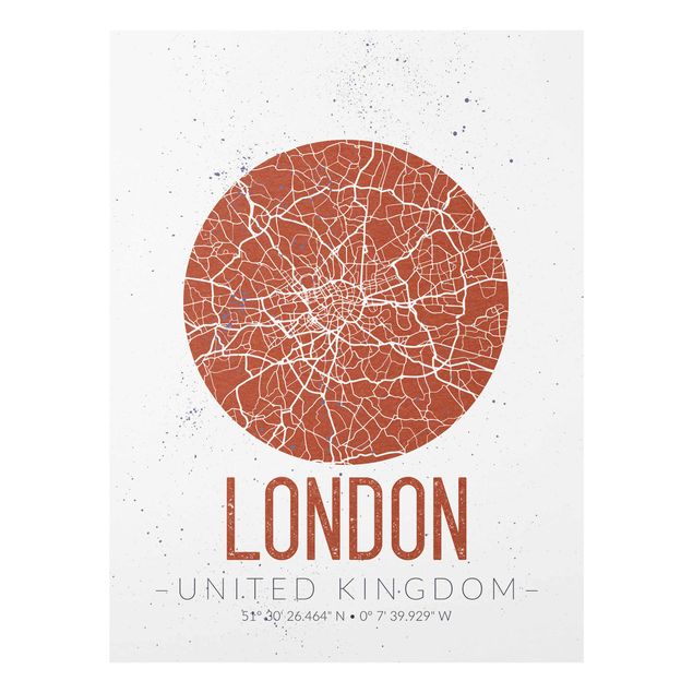 Cuadros de cristal mapamundi City Map London - Retro
