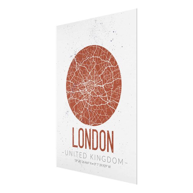 Cuadros de cristal frases City Map London - Retro