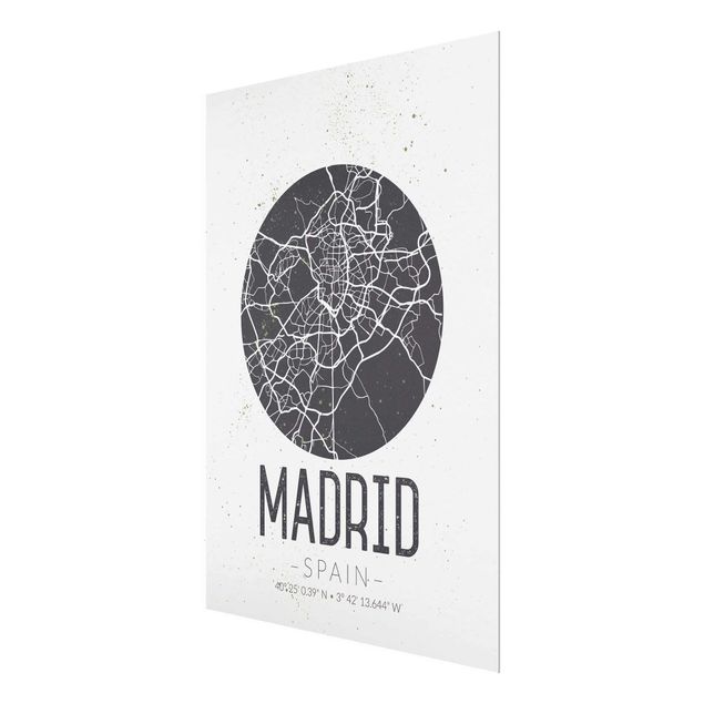 Cuadros modernos blanco y negro Madrid City Map - Retro
