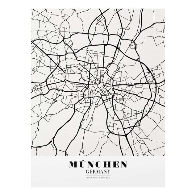 Cuadros a blanco y negro Munich City Map - Classic