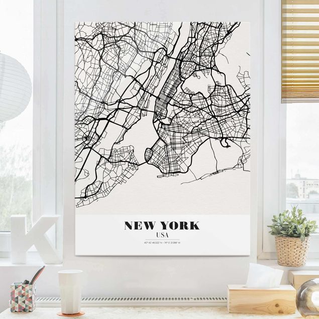 Cuadros de cristal Nueva York New York City Map - Classic