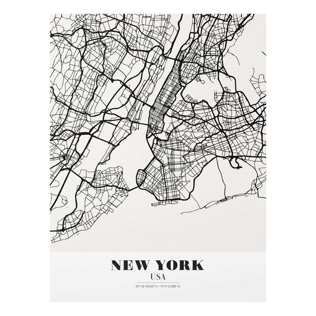 Cuadros de cristal mapamundi New York City Map - Classic