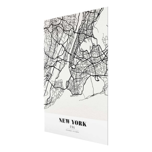Cuadros de cristal frases New York City Map - Classic