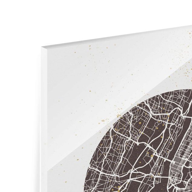 Cuadros en tonos beige y marrón New York City Map - Retro