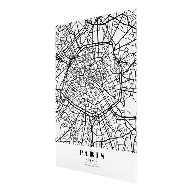 Cuadros de cristal frases Paris City Map - Classic
