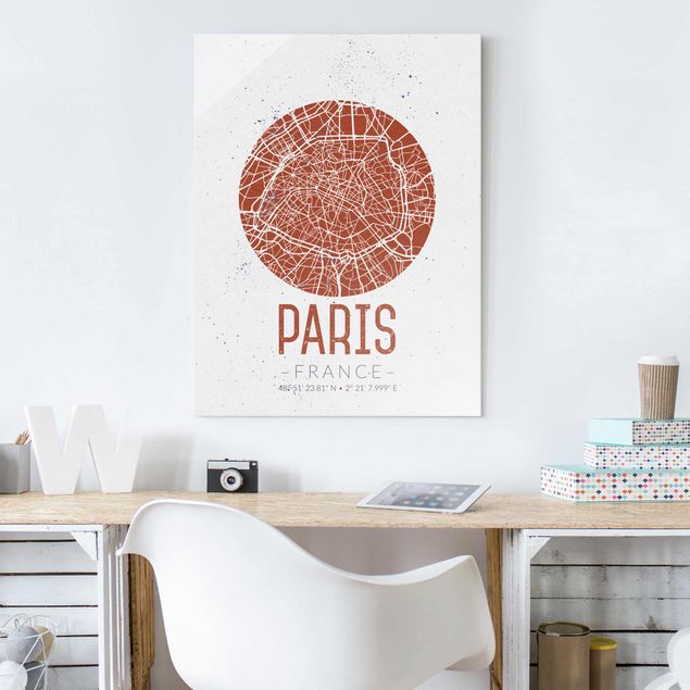 Cuadros de cristal París City Map Paris - Retro