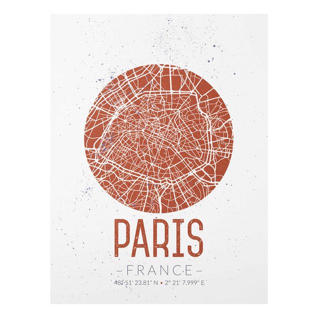 Cuadros de cristal mapamundi City Map Paris - Retro