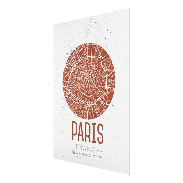 Cuadros de cristal frases City Map Paris - Retro