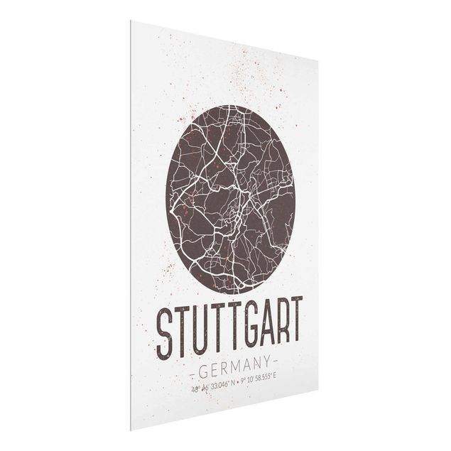 Cuadros de cristal frases Stuttgart City Map - Retro