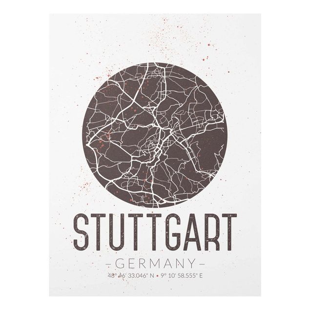 Cuadros marrón Stuttgart City Map - Retro