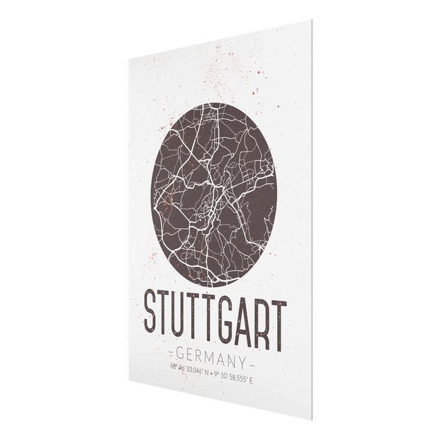 Cuadros a blanco y negro Stuttgart City Map - Retro